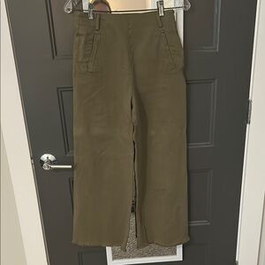 Zara Olive Wide leg High-Waisted Cropped Pants